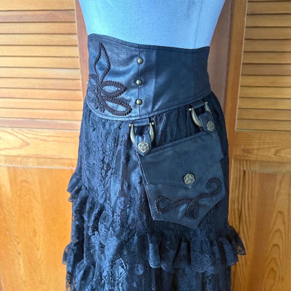 Vintage Lip Service Winchester Emporium Black Lace High Waist Skirt XS - Picture 5 of 12